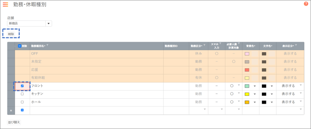 勤務・休暇種別02-02-01