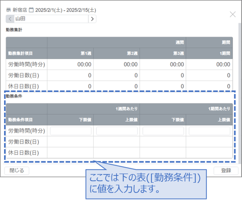 スタッフの労働時間日数を設定する01-01-02