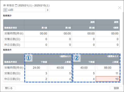 スタッフの労働時間日数を設定する01-01-03-1