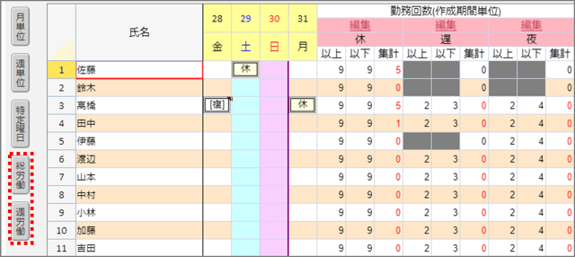 勤務表作成51_労働時間1