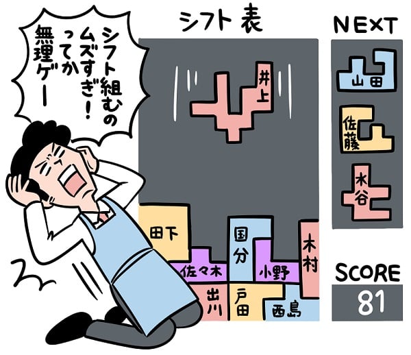 まるで難解パズル！ここのシフトがどうしても埋まらない