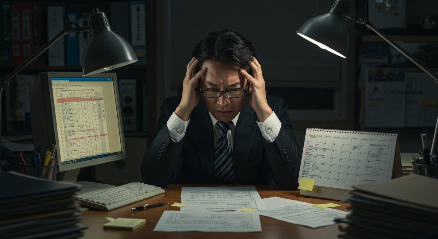 頭を抱える男性