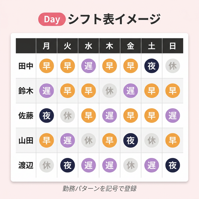 Dayプラン シフト表イメージ
